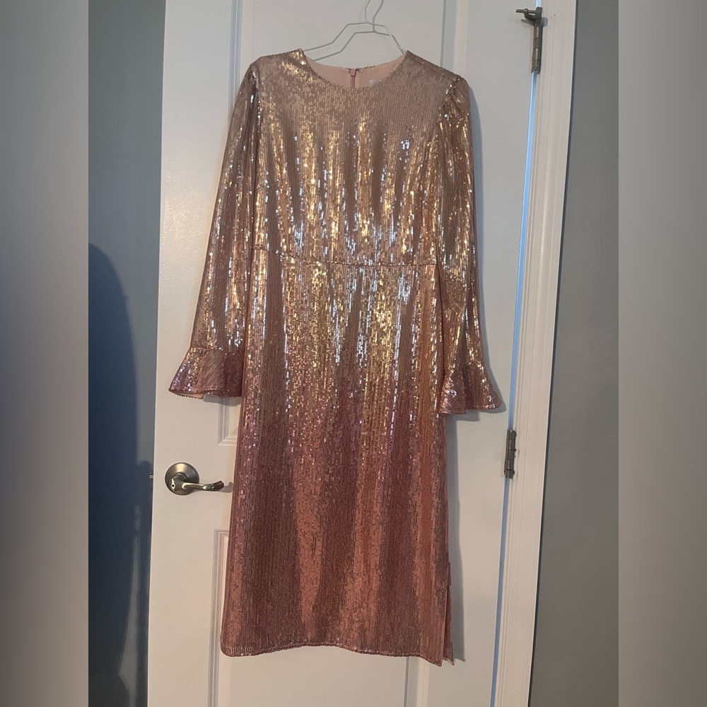 RP pink/rose gold glitter bead dress